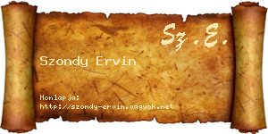 Szondy Ervin névjegykártya
